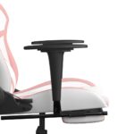 Chaise de jeu de massage avec repose-pied Blanc&Rose Similicuir – Image 9