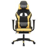 Chaise de jeu de massage et repose-pied Noir doré Similicuir – Image 2