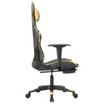 Chaise de jeu de massage et repose-pied Noir doré Similicuir – Image 3