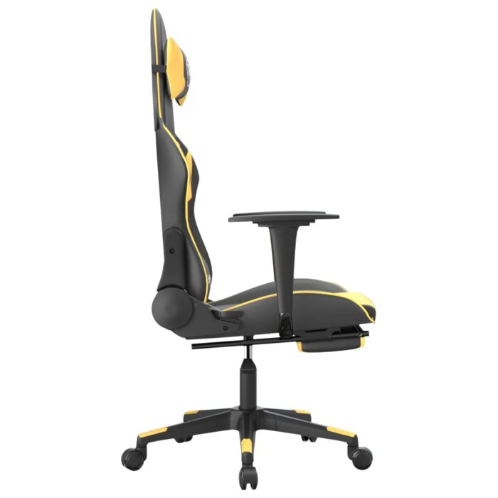 Chaise de jeu de massage et repose-pied Noir doré Similicuir – Image 3