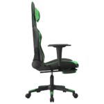 Chaise de jeu de massage et repose-pied Noir et vert Similicuir – Image 3
