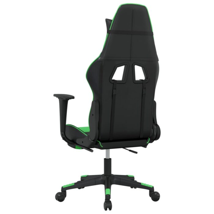 Chaise de jeu de massage et repose-pied Noir et vert Similicuir – Image 4