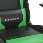 Chaise de jeu de massage et repose-pied Noir et vert Similicuir – Image 7