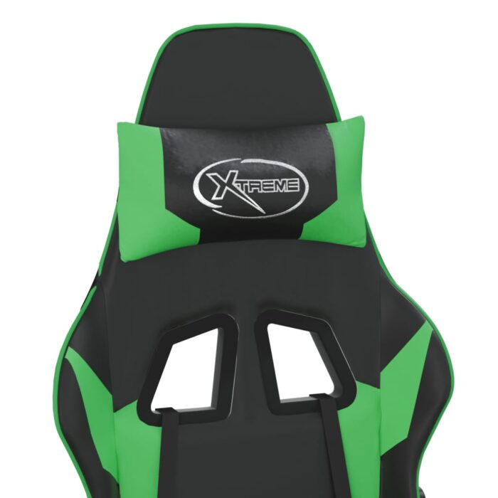 Chaise de jeu de massage et repose-pied Noir et vert Similicuir – Image 8
