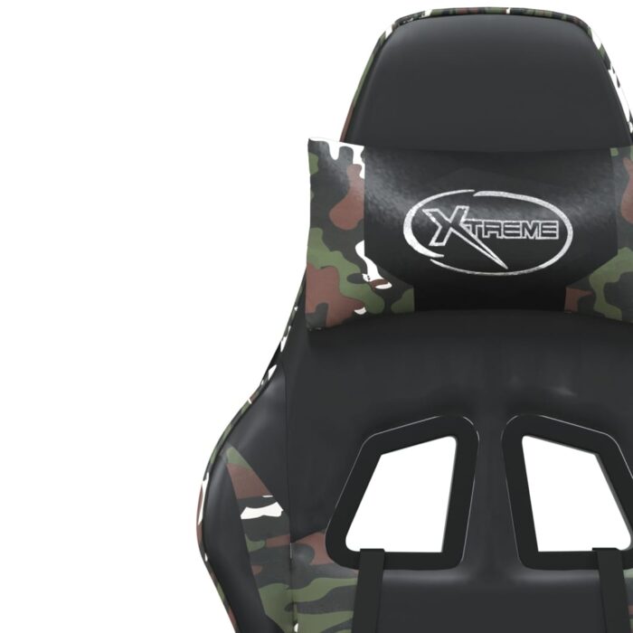 Chaise de jeu de massage repose-pied Noir camouflage Similicuir – Image 10