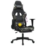 Chaise de jeu de massage repose-pied Noir camouflage Similicuir – Image 6
