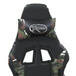 Chaise de jeu de massage repose-pied Noir camouflage Similicuir – Image 8