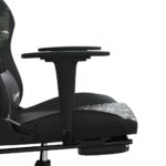 Chaise de jeu de massage repose-pied Noir camouflage Similicuir – Image 9