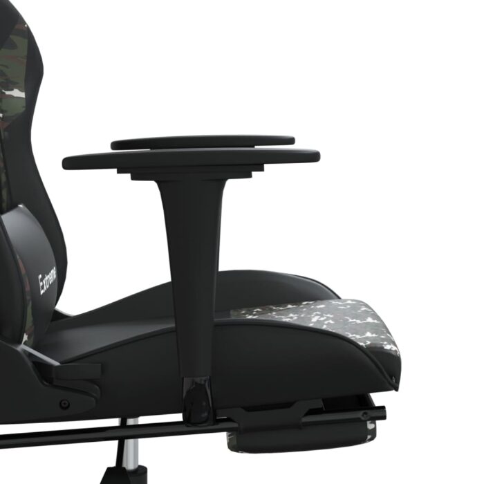 Chaise de jeu de massage repose-pied Noir camouflage Similicuir – Image 9
