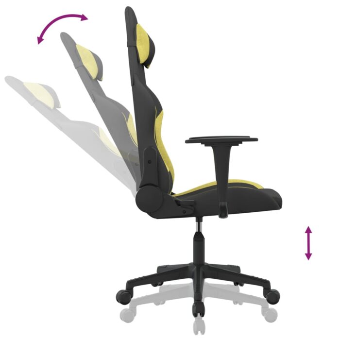 Chaise de jeu de massage Noir et vert clair Tissu – Image 4
