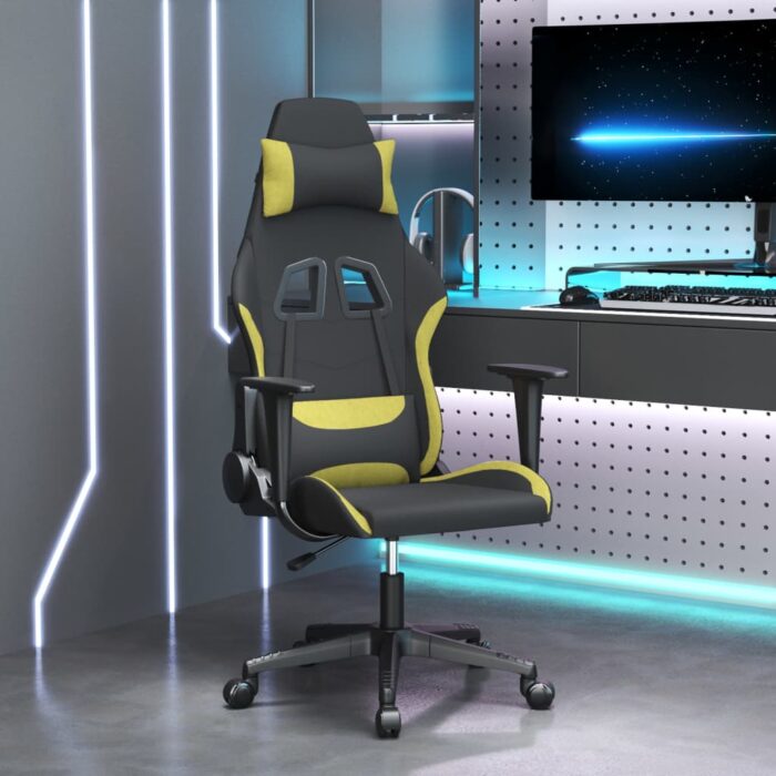 Chaise de jeu de massage Noir et vert clair Tissu – Image 1