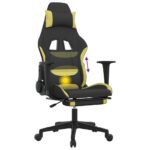 Chaise de jeu de massage avec repose-pied Noir et vert clair – Image 10