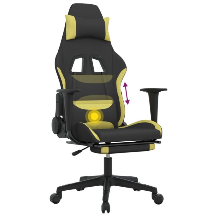 Chaise de jeu de massage avec repose-pied Noir et vert clair – Image 10