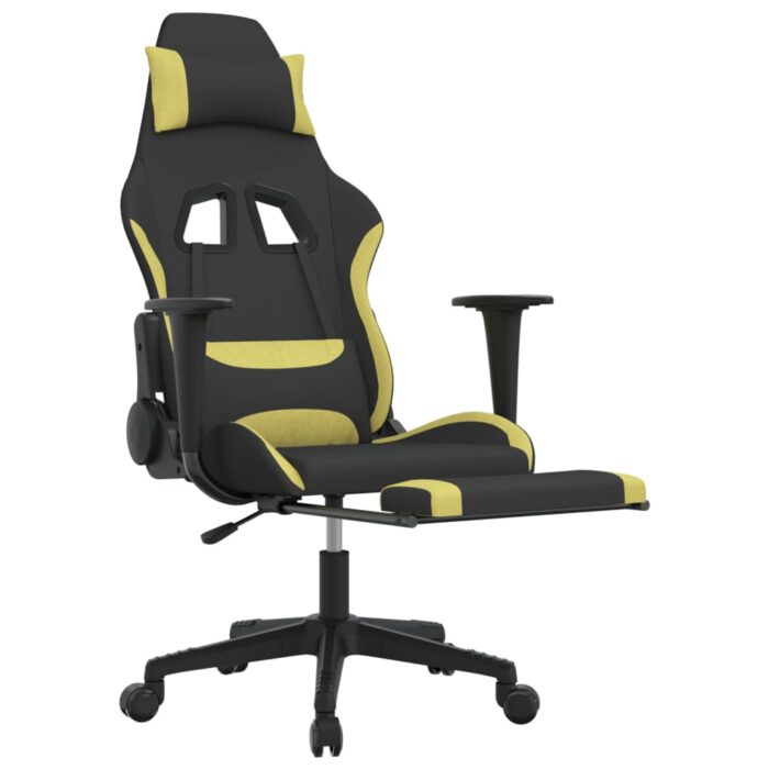 Chaise de jeu de massage avec repose-pied Noir et vert clair – Image 4