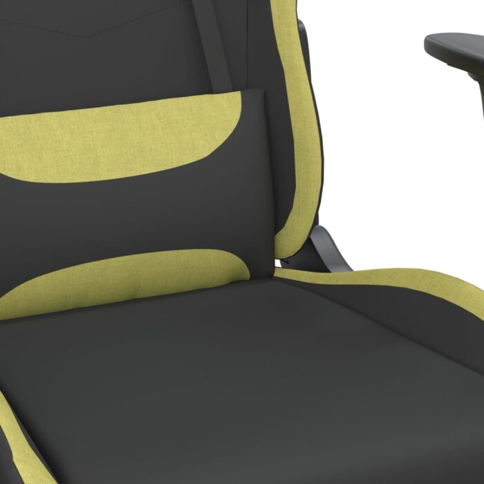Chaise de jeu de massage avec repose-pied Noir et vert clair – Image 5