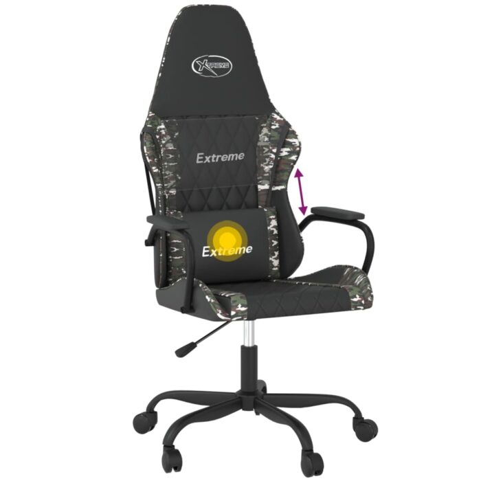 Chaise de jeu de massage Noir et camouflage Similicuir – Image 5