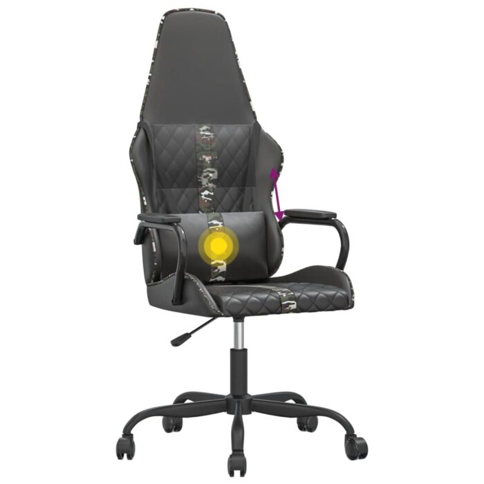 Chaise de jeu de massage camouflage et noir similicuir – Image 5