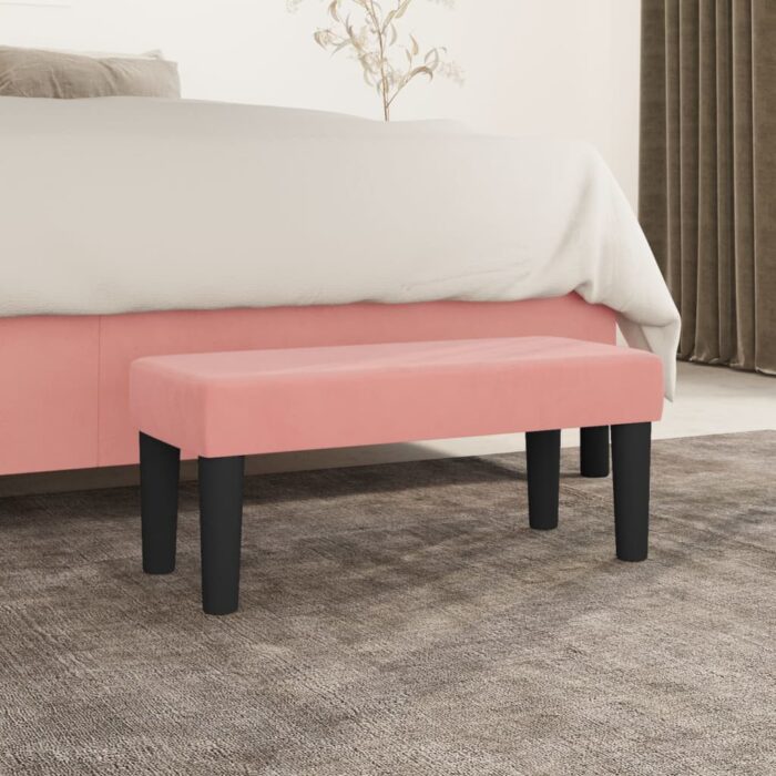 Banc Rose 70x30x30 cm Velours – Image 1