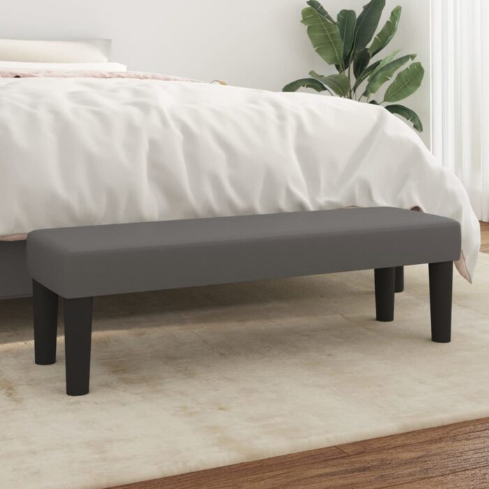 Banc Gris 100x30x30 cm Similicuir – Image 1