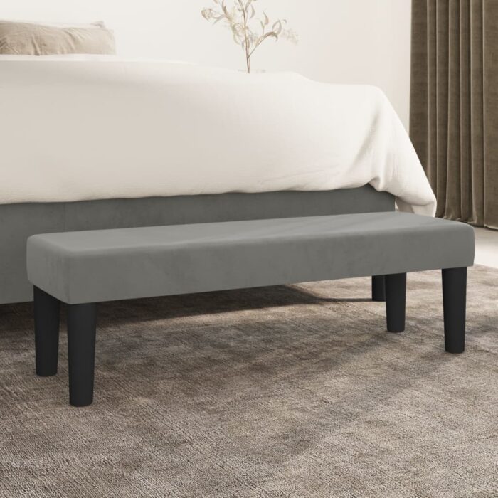 Banc Gris clair 100x30x30 cm Velours – Image 1