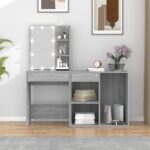 Coiffeuse à LED avec armoire Sonoma gris Bois d'ingénierie – Image 2