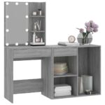 Coiffeuse à LED avec armoire Sonoma gris Bois d'ingénierie – Image 3