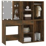 Coiffeuse à LED avec armoires Chêne fumé Bois d'ingénierie – Image 3