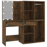 Coiffeuse à LED avec armoires Chêne fumé Bois d'ingénierie – Image 5