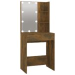 Coiffeuse à LED avec armoires Chêne fumé Bois d'ingénierie – Image 6