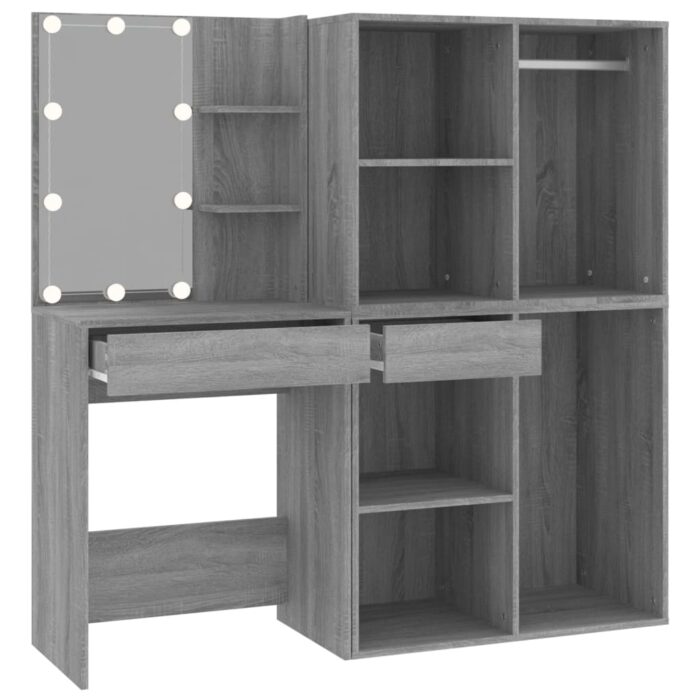 Coiffeuse à LED avec armoires Sonoma gris Bois d'ingénierie – Image 5