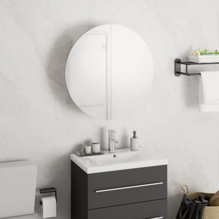 VXL8720287155553_m_en_hd_1.jpg Armoire de salle de bain miroir rond et LED Blanc 40x40x17,5 cm – Image 1