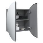 Armoire de salle de bain miroir rond et LED Gris 40x40x17,5 cm – Image 3