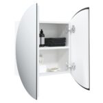 Armoire de salle de bain miroir rond et LED Blanc 47x47x17,5 cm – Image 3