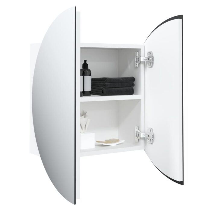 Armoire de salle de bain miroir rond et LED Blanc 47x47x17,5 cm – Image 3