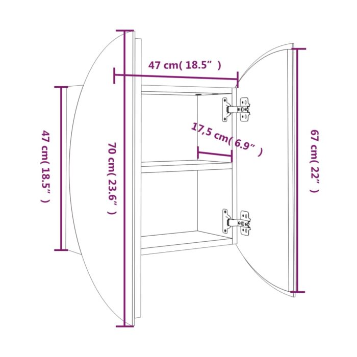 Armoire de salle de bain miroir rond et LED Blanc 47x47x17,5 cm – Image 6