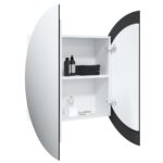 Armoire de salle de bain miroir rond et LED Blanc 54x54x17,5 cm – Image 3