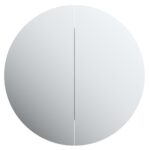 Armoire de salle de bain miroir rond et LED Blanc 54x54x17,5 cm – Image 4