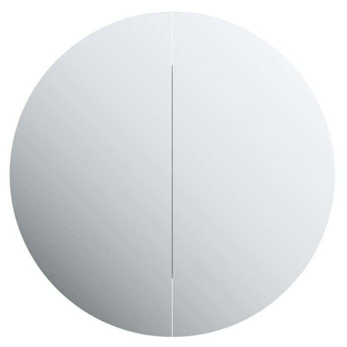 Armoire de salle de bain miroir rond et LED Blanc 54x54x17,5 cm – Image 4