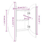 Armoire de salle de bain miroir rond et LED Noir 54x54x17,5 cm – Image 6