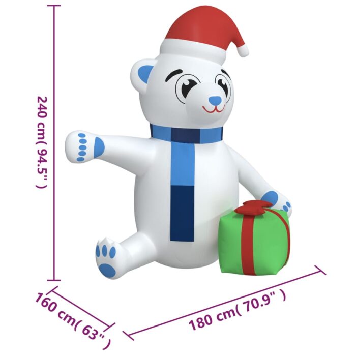Ours en peluche gonflable de Noël à LED 240 cm – Image 9