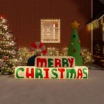 Décoration gonflable Merry Christmas avec LED 197 cm