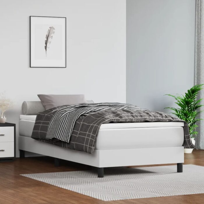 Matelas de lit à ressorts ensachés Blanc 80x200x20cm Similicuir – Image 1