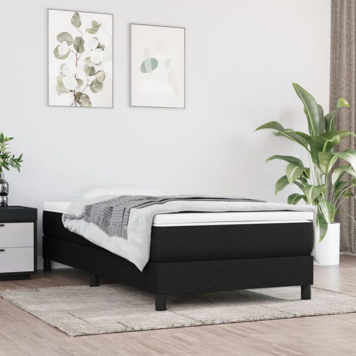 Matelas de lit à ressorts ensachés Noir 90x190x20 cm Tissu – Image 1