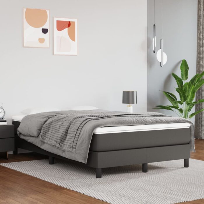 Matelas de lit à ressorts ensachés Gris 120x200x20cm Similicuir – Image 1