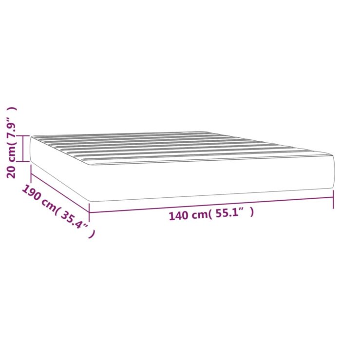 Matelas de lit à ressorts ensachés Taupe 140x190x20 cm Tissu – Image 5