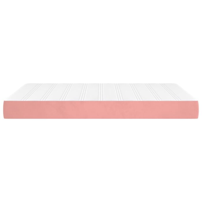 Matelas de lit à ressorts ensachés Rose 140x200x20 cm Velours – Image 2