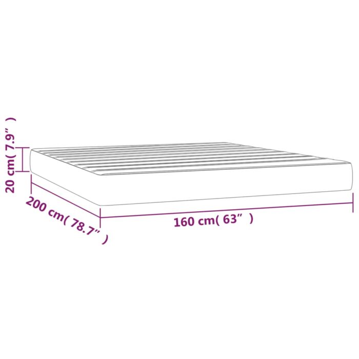 Matelas de lit à ressorts ensachés Gris clair 160x200x20 cm – Image 5
