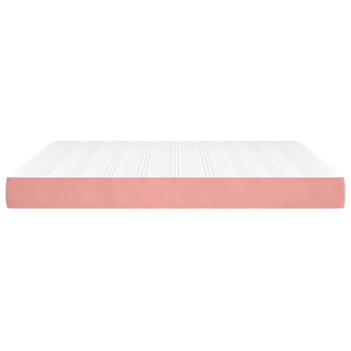 Matelas de lit à ressorts ensachés Rose 160x200x20 cm Velours – Image 2