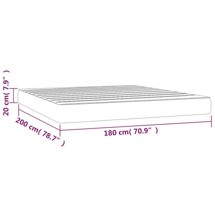 Matelas de lit à ressorts ensachés Marron foncé 180x200x20 cm – Image 5