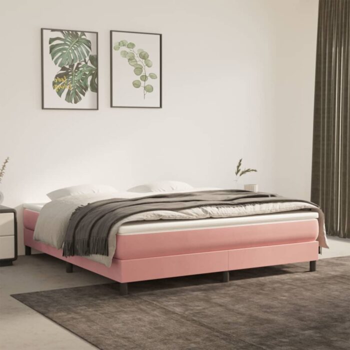 VXL8720287161677_m_en_hd_1.jpg Matelas de lit à ressorts ensachés Rose 180x200x20 cm Velours – Image 1